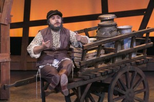 Photo of Sophomore Areon Mobasher performing as Tevye in Fiddler on the Roof